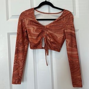 Orange draw string crop top